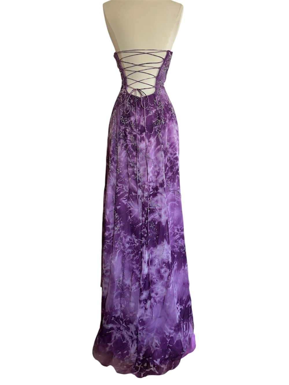 Nadine 2000s Fairy Prom Dress Purple Embellished Beaded Lace Up Back Size XS - Picture 5 of 16